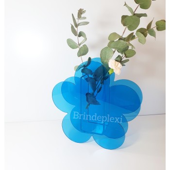 Vase Plexiglas marguerite bleu