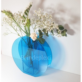 Vase Plexiglas rond bleu